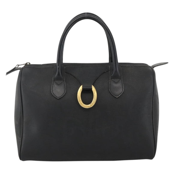 Christian Dior Trotter Canvas Hand Bag Black Gold Auth ka3805