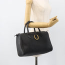Christian Dior Trotter Canvas Hand Bag Black Gold Auth ka3805-21