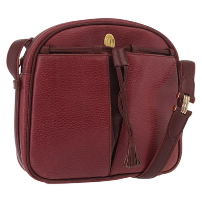 CARTIER Must Line Shoulder Bag Leather Bordeaux Gold Auth ka3812