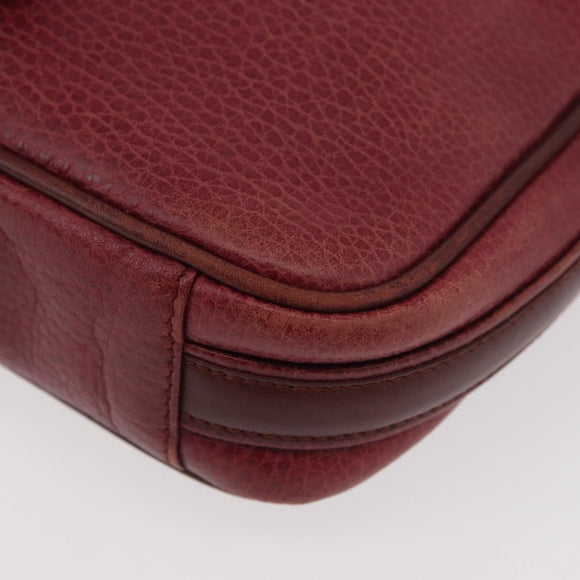 CARTIER Must Line Shoulder Bag Leather Bordeaux Gold Auth ka3812