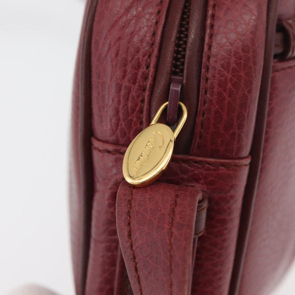 CARTIER Must Line Shoulder Bag Leather Bordeaux Gold Auth ka3812