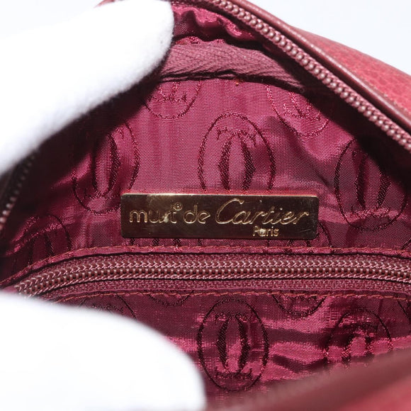 CARTIER Must Line Shoulder Bag Leather Bordeaux Gold Auth ka3812