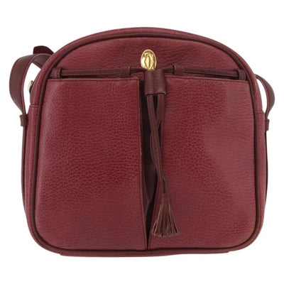 CARTIER Must Line Shoulder Bag Leather Bordeaux Gold Auth ka3812 - 0
