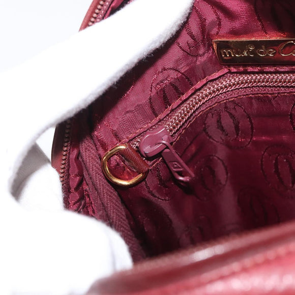 CARTIER Must Line Shoulder Bag Leather Bordeaux Gold Auth ka3812