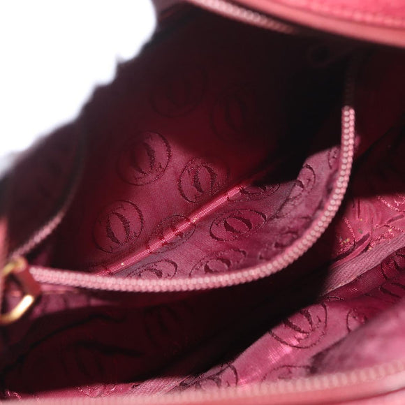 CARTIER Must Line Shoulder Bag Leather Bordeaux Gold Auth ka3812