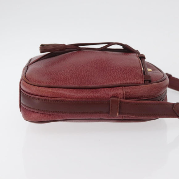 CARTIER Must Line Shoulder Bag Leather Bordeaux Gold Auth ka3812