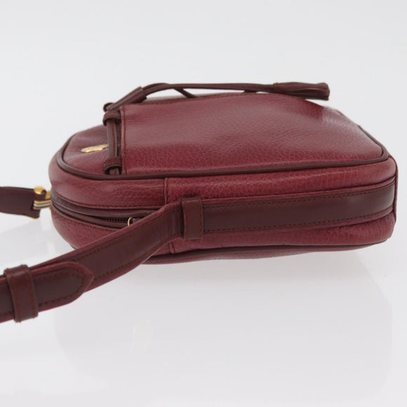CARTIER Must Line Shoulder Bag Leather Bordeaux Gold Auth ka3812