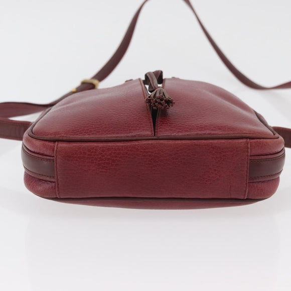 CARTIER Must Line Shoulder Bag Leather Bordeaux Gold Auth ka3812