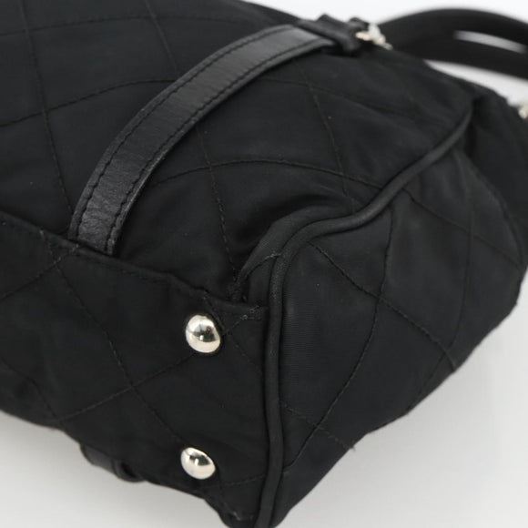 PRADA Chain Tote Bag Nylon Black Silver Auth ka3821