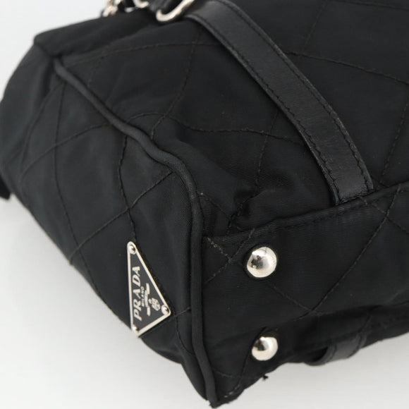 PRADA Chain Tote Bag Nylon Black Silver Auth ka3821