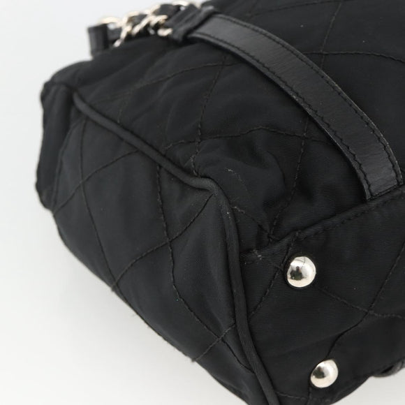 PRADA Chain Tote Bag Nylon Black Silver Auth ka3821