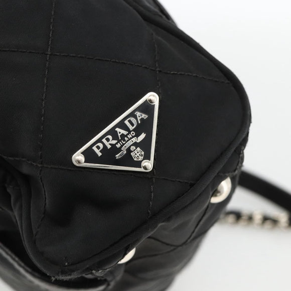 PRADA Chain Tote Bag Nylon Black Silver Auth ka3821