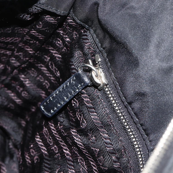 PRADA Chain Tote Bag Nylon Black Silver Auth ka3821
