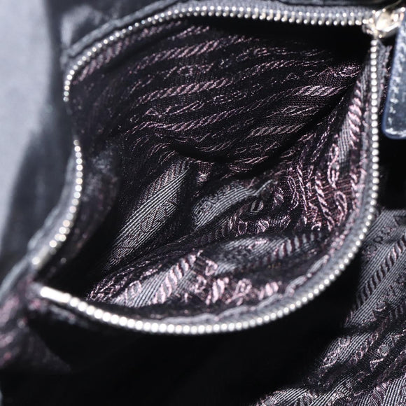 PRADA Chain Tote Bag Nylon Black Silver Auth ka3821