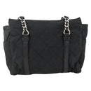 PRADA Chain Tote Bag Nylon Black Silver Auth ka3821-2