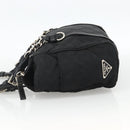 PRADA Chain Tote Bag Nylon Black Silver Auth ka3821-3
