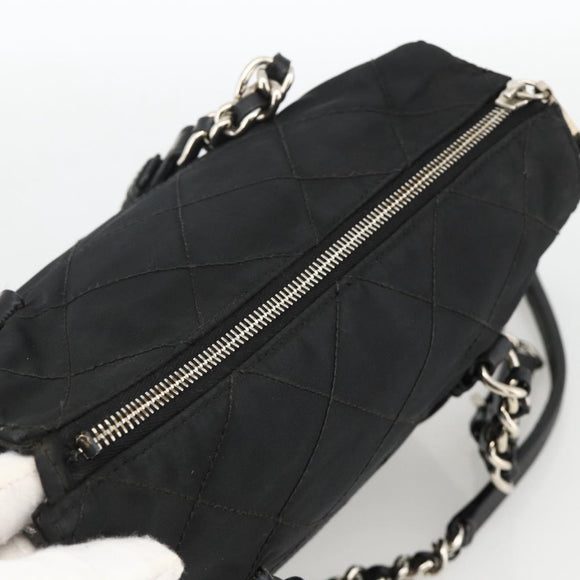 PRADA Chain Tote Bag Nylon Black Silver Auth ka3821