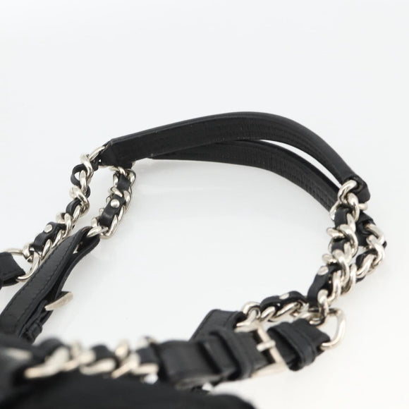 PRADA Chain Tote Bag Nylon Black Silver Auth ka3821