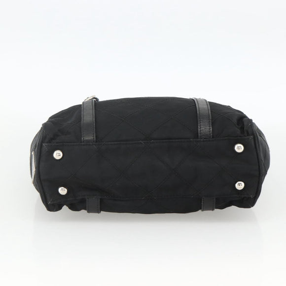 PRADA Chain Tote Bag Nylon Black Silver Auth ka3821