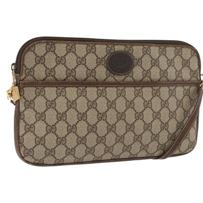 GUCCI GG Supreme Shoulder Bag PVC Beige Gold Auth ka3822