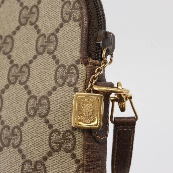GUCCI GG Supreme Shoulder Bag PVC Beige Gold Auth ka3822