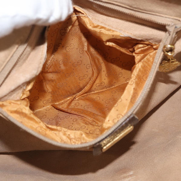 GUCCI GG Supreme Shoulder Bag PVC Beige Gold Auth ka3822