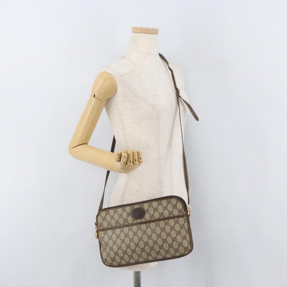 GUCCI GG Supreme Shoulder Bag PVC Beige Gold Auth ka3822