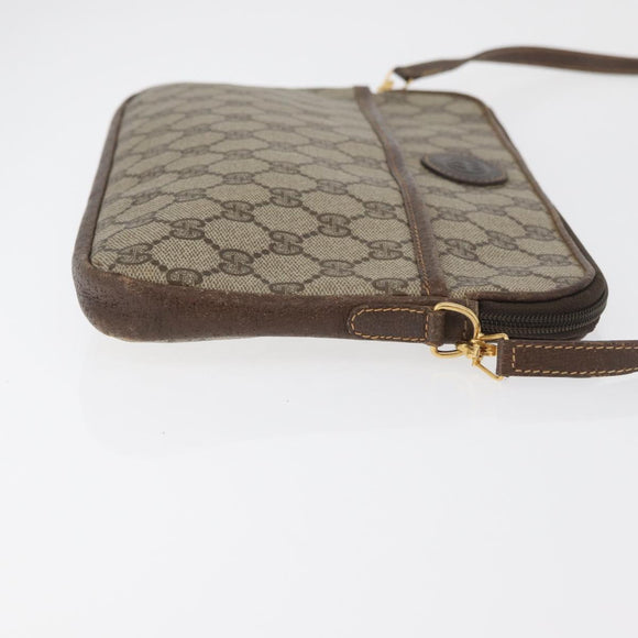 GUCCI GG Supreme Shoulder Bag PVC Beige Gold Auth ka3822