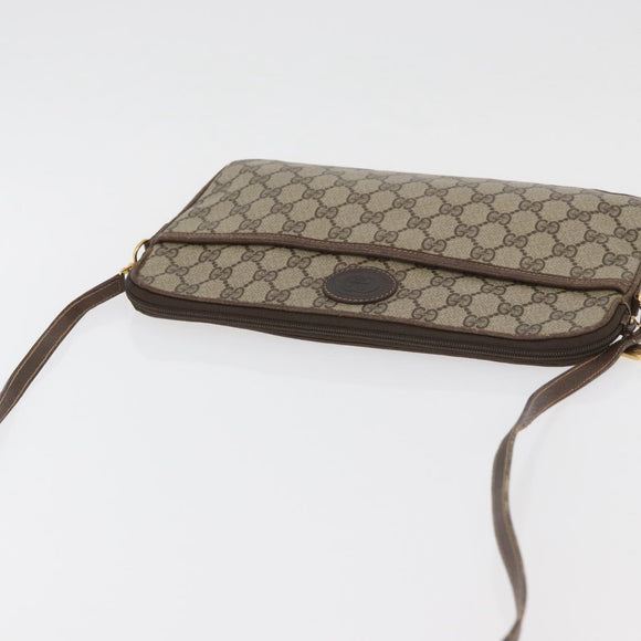 GUCCI GG Supreme Shoulder Bag PVC Beige Gold Auth ka3822
