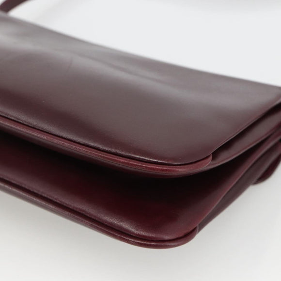 BALLY Shoulder Bag Leather Bordeaux Gold Auth ka3827A