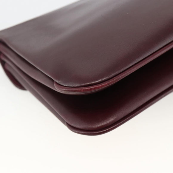 BALLY Shoulder Bag Leather Bordeaux Gold Auth ka3827A