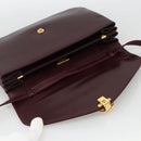 BALLY Shoulder Bag Leather Bordeaux Gold Auth ka3827A-10