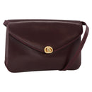 BALLY Shoulder Bag Leather Bordeaux Gold Auth ka3827A-1