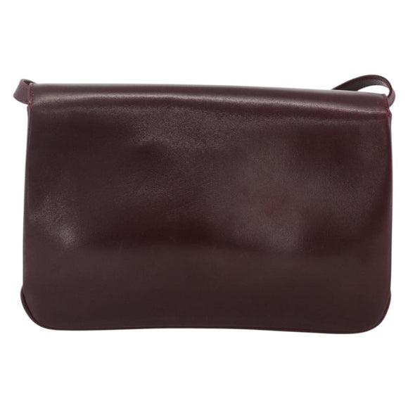 BALLY Shoulder Bag Leather Bordeaux Gold Auth ka3827A