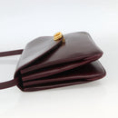 BALLY Shoulder Bag Leather Bordeaux Gold Auth ka3827A-3