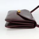 BALLY Shoulder Bag Leather Bordeaux Gold Auth ka3827A-4