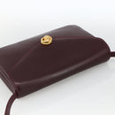 BALLY Shoulder Bag Leather Bordeaux Gold Auth ka3827A-6