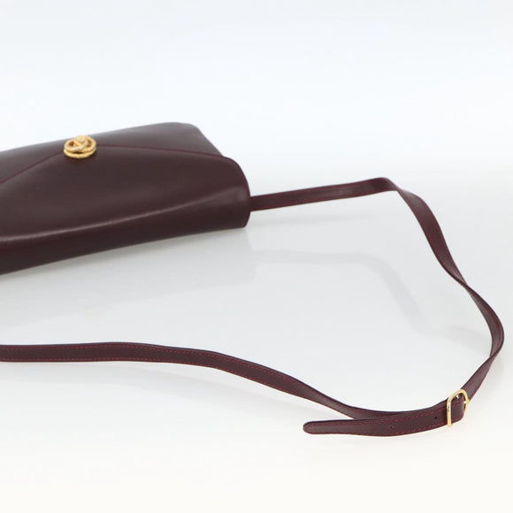 BALLY Shoulder Bag Leather Bordeaux Gold Auth ka3827A