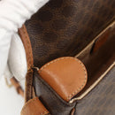 CELINE Macadam Canvas Shoulder Bag PVC Leather Brown Gold Auth ka3828-20