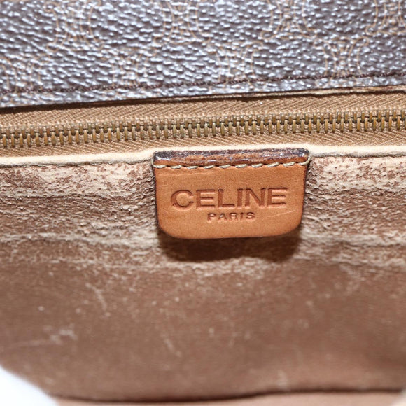 CELINE Macadam Canvas Shoulder Bag PVC Leather Brown Gold Auth ka3828