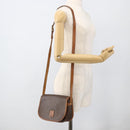 CELINE Macadam Canvas Shoulder Bag PVC Leather Brown Gold Auth ka3828-26