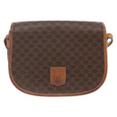 CELINE Macadam Canvas Shoulder Bag PVC Leather Brown Gold Auth ka3828-13