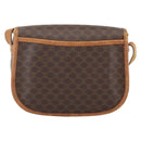 CELINE Macadam Canvas Shoulder Bag PVC Leather Brown Gold Auth ka3828-2