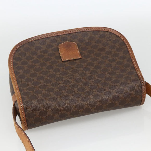 CELINE Macadam Canvas Shoulder Bag PVC Leather Brown Gold Auth ka3828
