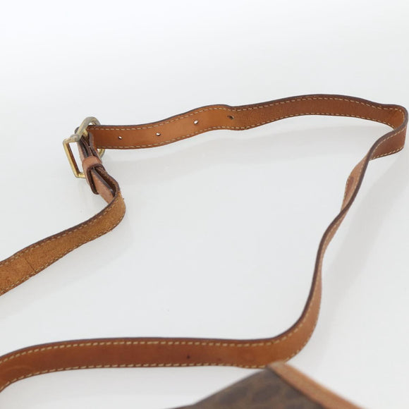 CELINE Macadam Canvas Shoulder Bag PVC Leather Brown Gold Auth ka3828