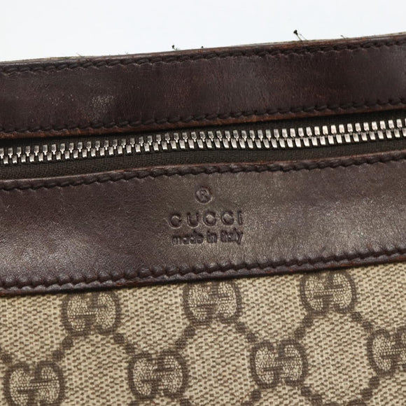 GUCCI GG Supreme Shoulder Bag PVC Beige Silver 92560 Auth ka3837