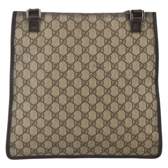 GUCCI GG Supreme Shoulder Bag PVC Beige Silver 92560 Auth ka3837