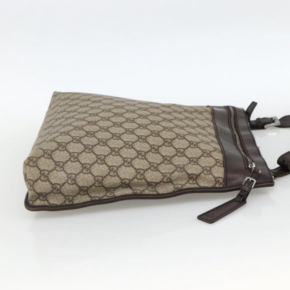GUCCI GG Supreme Shoulder Bag PVC Beige Silver 92560 Auth ka3837