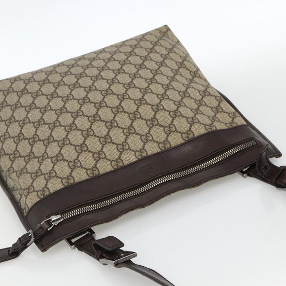 GUCCI GG Supreme Shoulder Bag PVC Beige Silver 92560 Auth ka3837