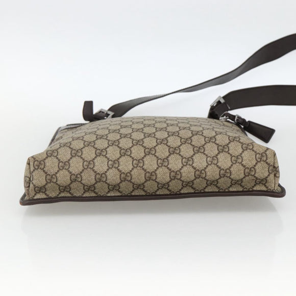 GUCCI GG Supreme Shoulder Bag PVC Beige Silver 92560 Auth ka3837